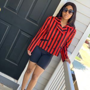 vintage Evan Picone red and black striped 90s blazer jacket